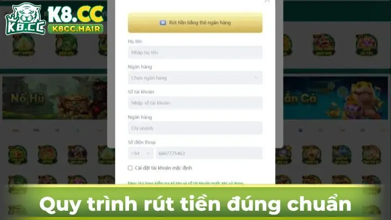 Thao tác rút tiền đúng chuẩn