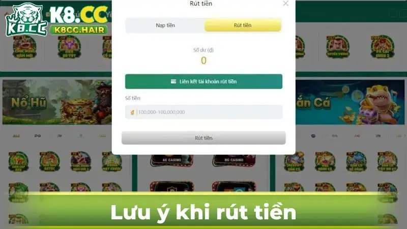 Lưu ý khi rút tiền từ nhà cái K8CC